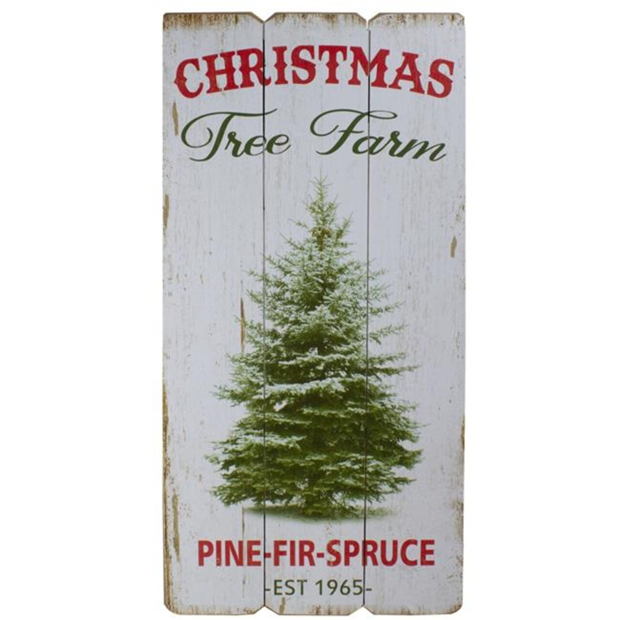 Northlight 34308699 23.5 in. Christmas Tree Farm Wooden Hanging Wall Sign, White